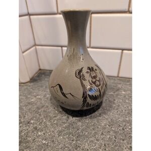 Bear Vase Brown Grizzly Painted Lodge Decor Pottery Collectible ALASKA Native